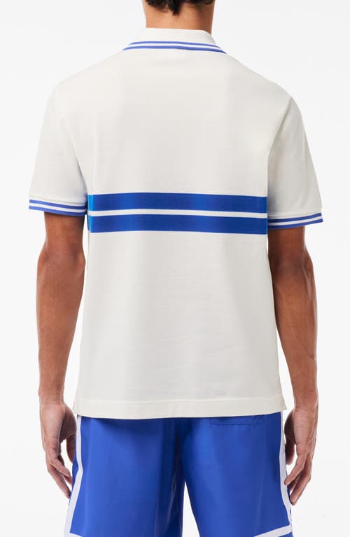 Lacoste Striped Organic-cotton Polo Shirt In Farine/ladigue