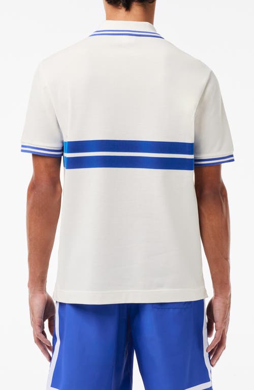 Shop Lacoste Classic Fit Stripe Piqué Knit Polo In Farine/ladigue