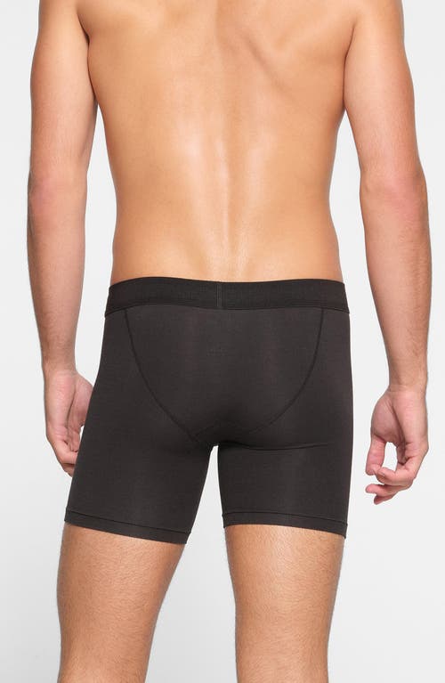 Shop Skims 3-pack 5-inch Stretch Cotton & Modal Boxer Briefs In Onyx