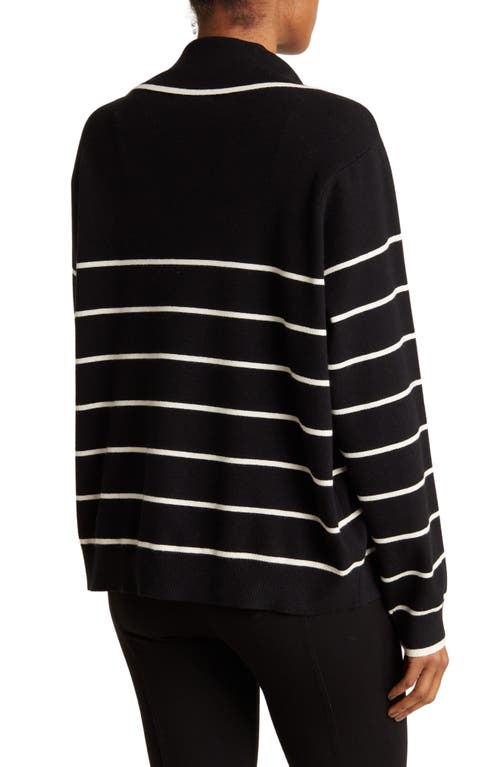 By Design Hadley Stripe Button Front Cardigan In Black/gardenia