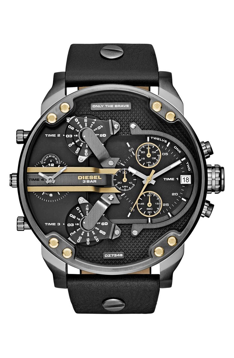 DIESEL® 'Mr. Daddy 2.0' Chronograph Leather Strap Watch, 57mm | Nordstrom