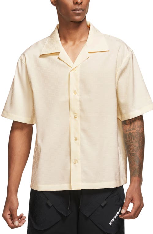 Essentials Short Sleeve Button-Up Camp Shirt in Pale Ivory/Pale Ivory
