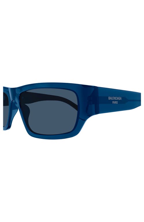 Shop Balenciaga 58mm Rectangular Sunglasses In Blue