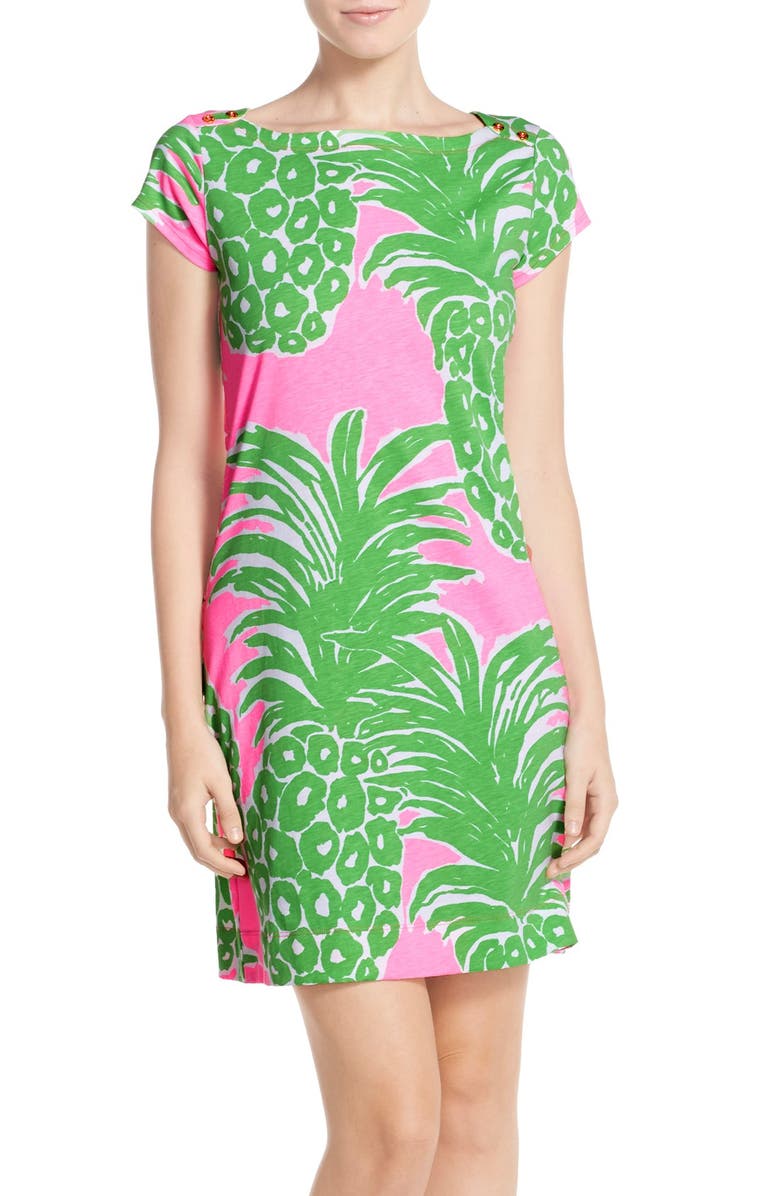 LILLY PULITZER<SUP>®</SUP> 'Loren' Pima Cotton T-Shirt Dress, Main, color, PINK POUT FLAMENCO