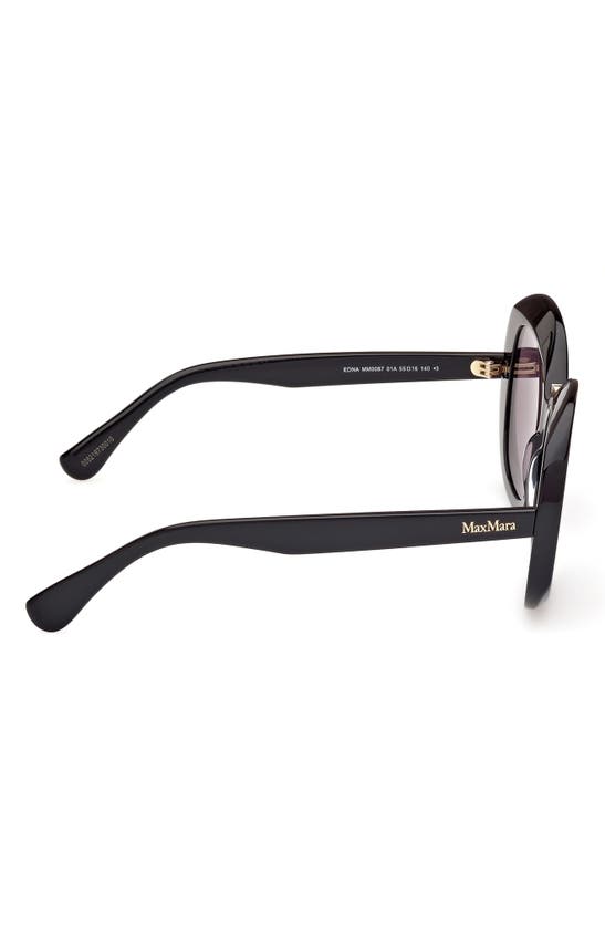 Max Mara Women's Shiny Black Edna Oversized Round Sunglasses In Shiny Black / Smoke