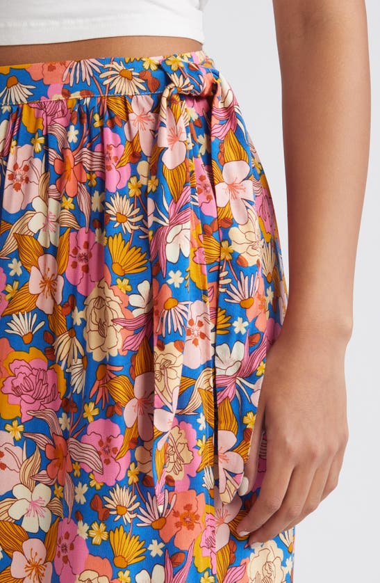 Shop Rip Curl Kamari Floral Wrap Maxi Skirt In Pink Multi
