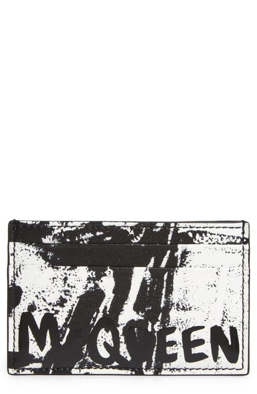Alexander Mcqueen Fold Pattern Leather Card Holder In Black