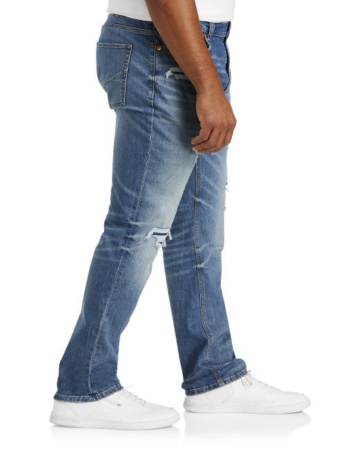 Shop True Nation By Dxl Damaged Blue Tapered-fit Destructed Jeans