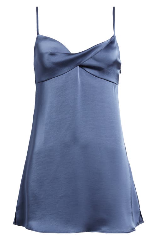 Shop Bp. Twist Front Satin Minidress In Blue Indigo