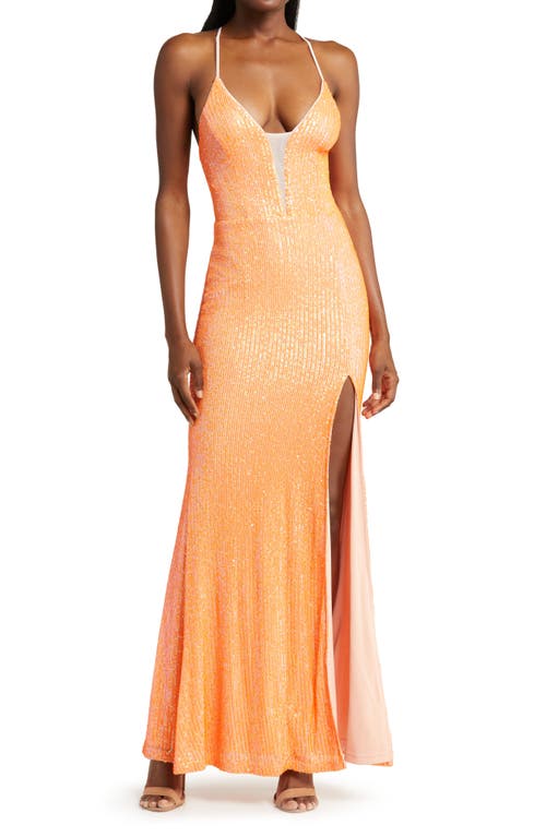 Lulus Chic & Glam Sequin Gown in Orange