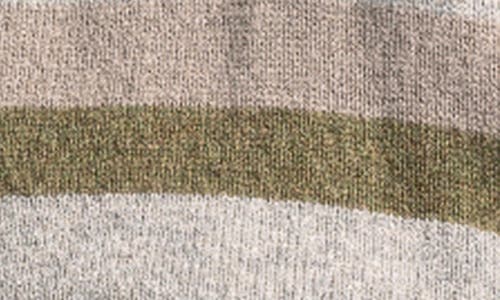 Thread & Supply Aaliyah Stripe Johnny Collar Polo Sweater In Gray Moss Stripe