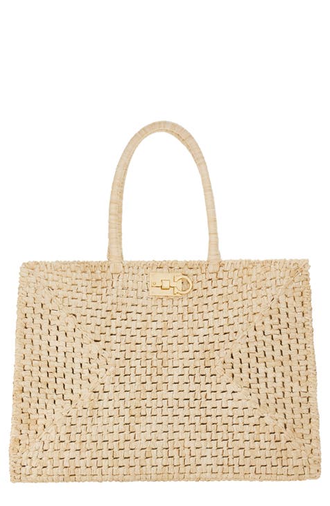 G-Tote large logo-embroidery faux-raffia tote bag | Givenchy