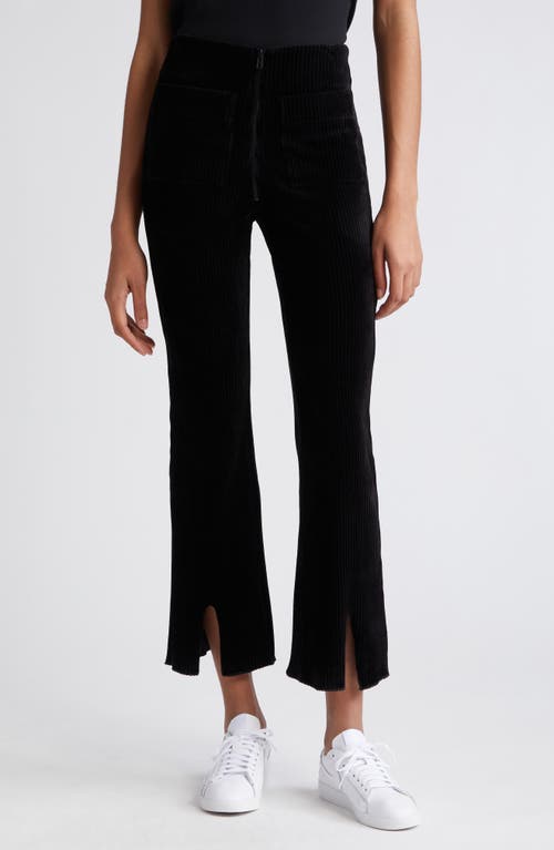 Canyon Front Slit Corduroy Ankle Pants in Black