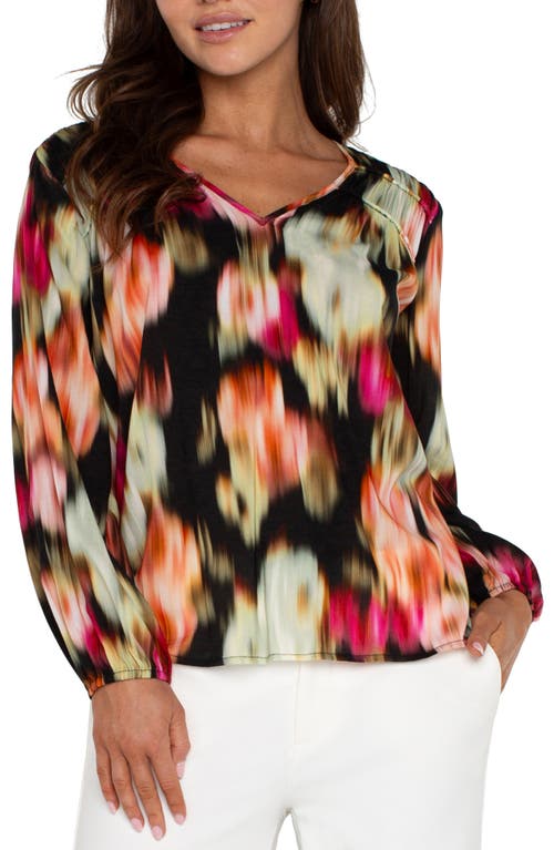 Shop Liverpool Floral Long Sleeve V-neck Top In Star Ruby Floral