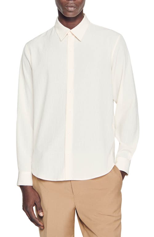 sandro Plissé Long Sleeve Button-Up Shirt at Nordstrom,