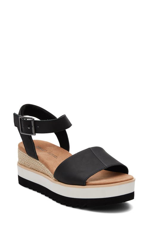 Shop Toms Diana Platform Wedge Sandal In Black Leather