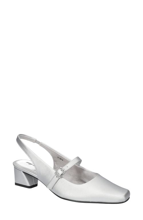 Shop Easy Street Cameo Slingback Mary Jane Pump In Silver Satin