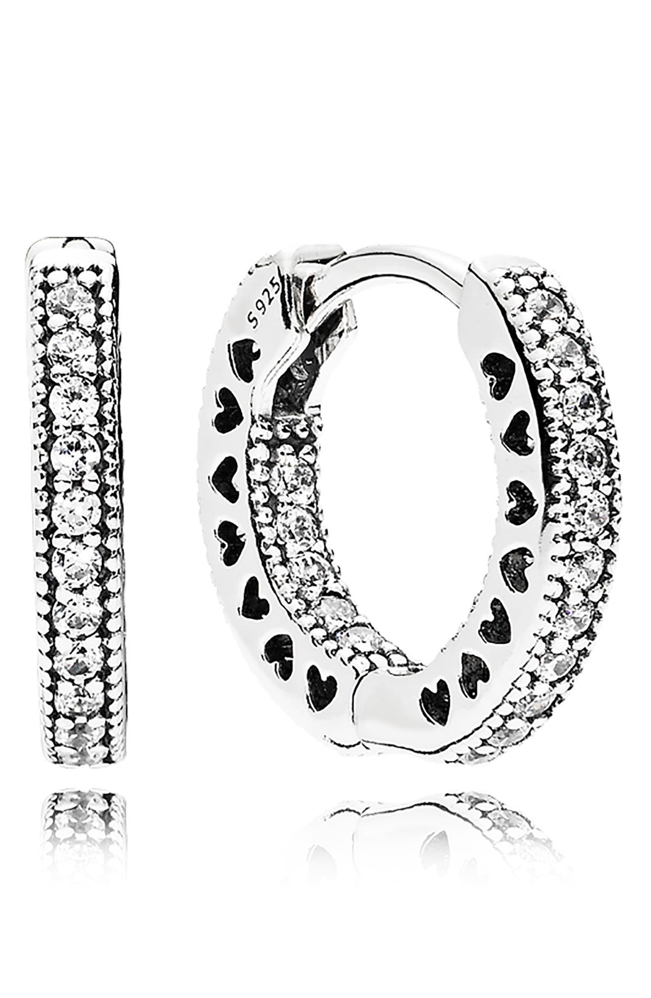 Hearts of Pandora Small Hoop Earrings in Silver 