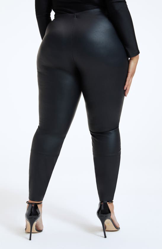 Good American Good Waist Leather Pull On Leggings In Black001