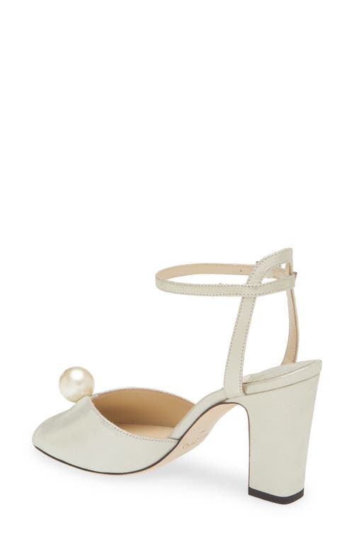 Jimmy Choo Sacaria Imitation Pearl Embellished Ankle Strap Sandal In Champagne/white