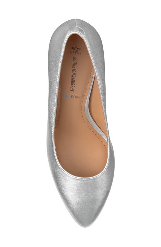 Shop Johnston & Murphy Vicki Block Heel Pump In Silver Metallic Sheepskin