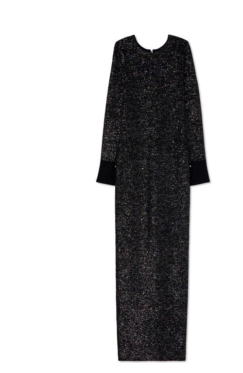 Shop St John St. John Collection Iridescent Sequin Long Sleeve Knit Gown In Black Multi