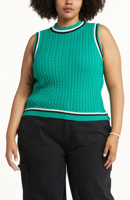 BP. Cable Stitch Sweater Vest in Green Lake