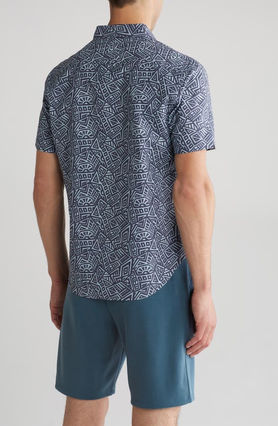 Shop Pto Bali Short Sleeve Recycled Polyester Shirt In Navy