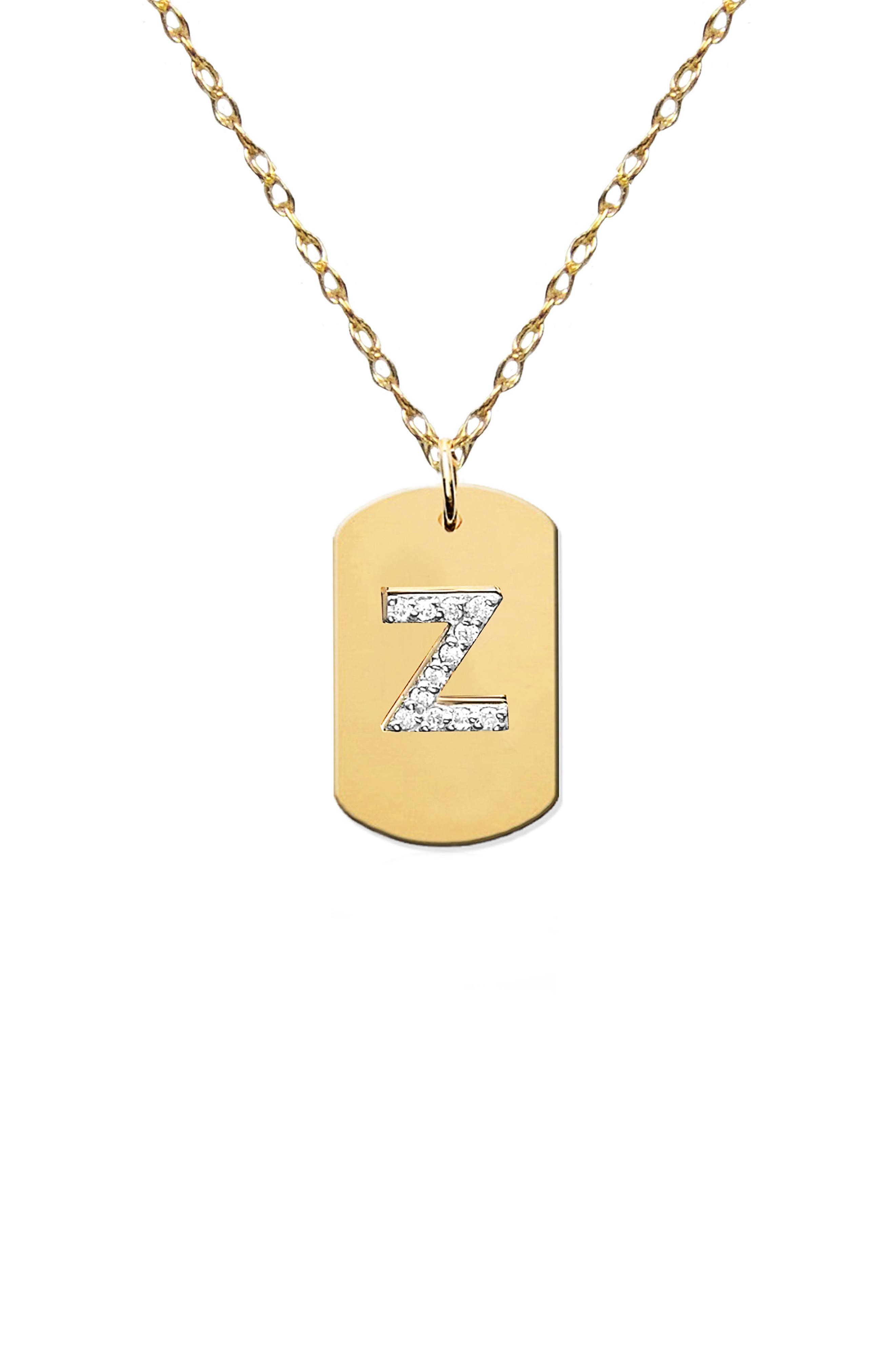 Jane Basch Designs Diamond Initial Dog Tag Necklace (Nordstrom Exclusive)