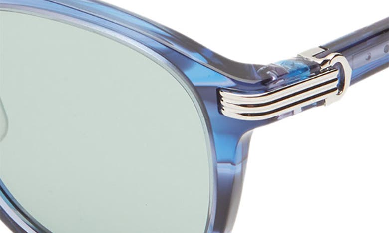 Shop Cartier 51mm Round Sunglasses In Havana Blue
