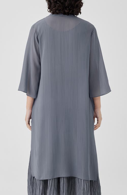 Eileen Fisher Open Front Silk Chiffon Jacket In Steel