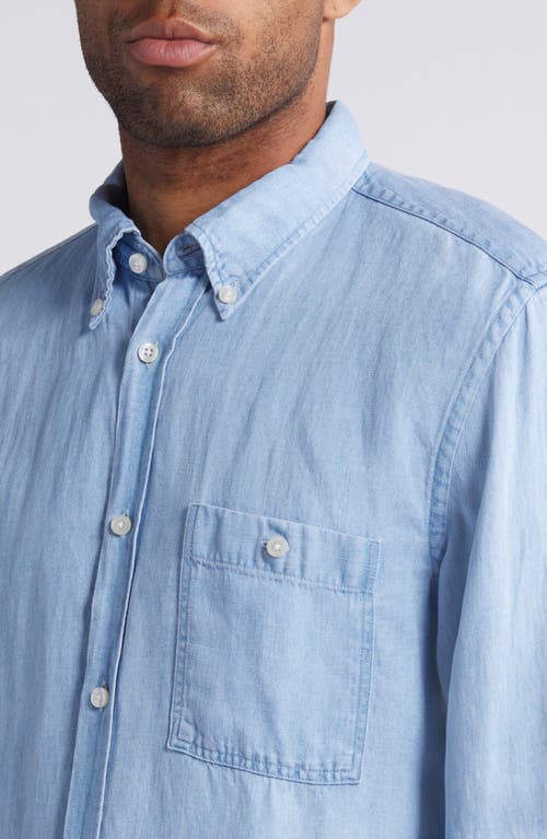 Shop Hugo Boss Boss Roan Chambray Button-down Shirt In Open Blue