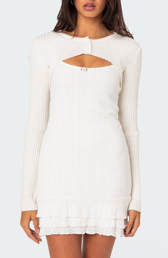 Shop Edikted Octavia Shrug Sweater In White