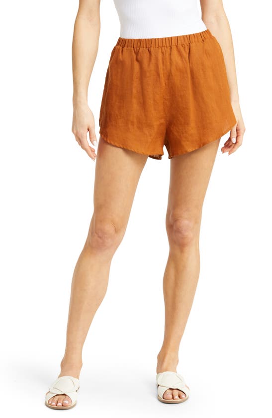 Vitamin A Tallows Linen Cover-up Shorts In Ecolinen Cocoa