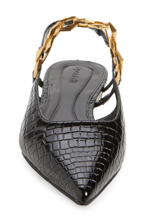 Shop Open Edit Olympia Snakeskin Embossed Slingback Flat In Black Croco