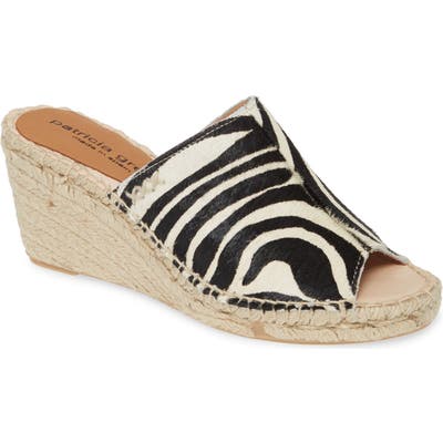 Patricia Green Genuine Calf Hair Espadrille Wedge Slide Sandal, Black