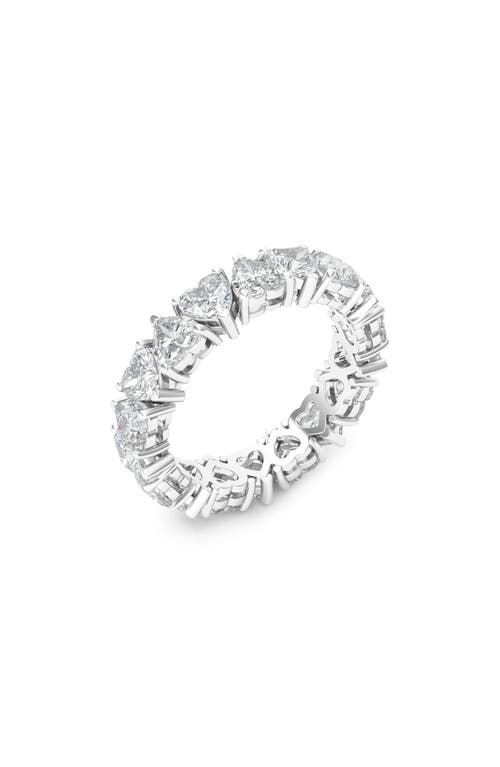 HauteCarat Alternating Hearts Lab Created Diamond Eternity Ring in 18K White Gold