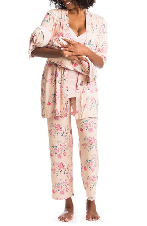 Everly Grey Analise During & After 5-Piece Maternity/Nursing Sleep Set in Wild Flower
