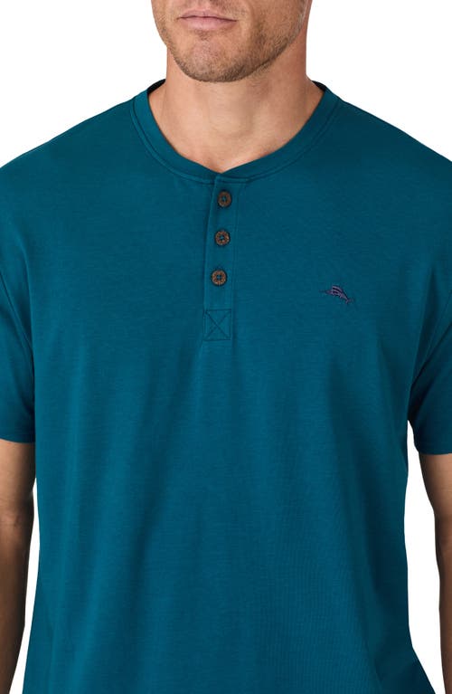 Shop Tommy Bahama Cotton Blend Pajama Henley In Dark Teal