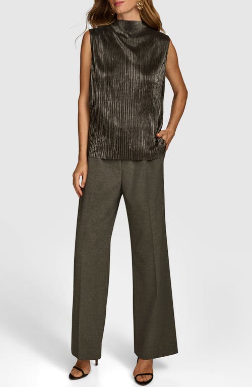 Shop Donna Karan New York Metallic Sleeveless Mock Neck Top In Black/gunmetal