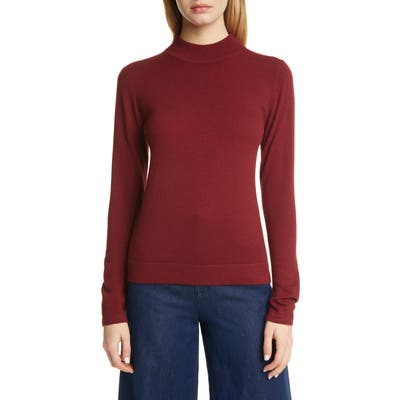 Suistudio Doris2 Mock Neck Wool Sweater, Burgundy