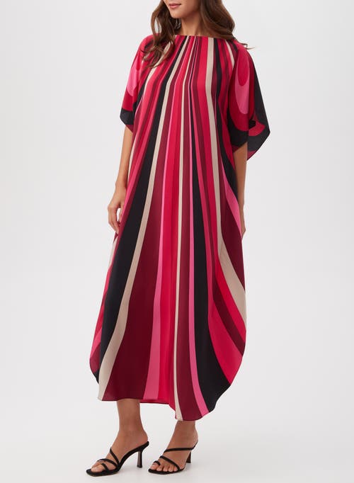 Trina Turk Jalani Striped Bateau-neck Maxi Caftan In Fairy Fuchsia Multi