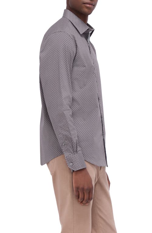 Shop Bugatchi Julian Shaped Fit Basketweave Print Button-up Shirt In Graphite