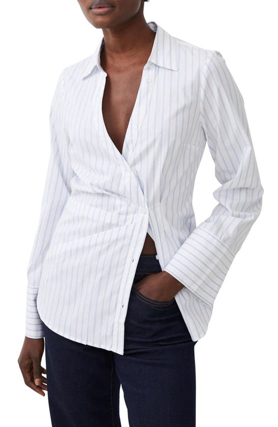 Shop French Connection Isabelle Asymmetric Shirt In Linen White-cashmere