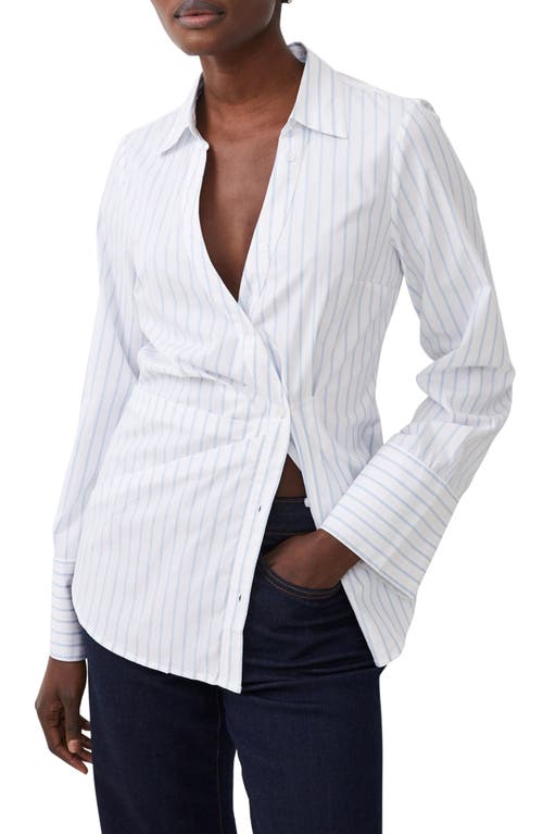 Isabelle Asymmetric Shirt in Linen White-Cashmere