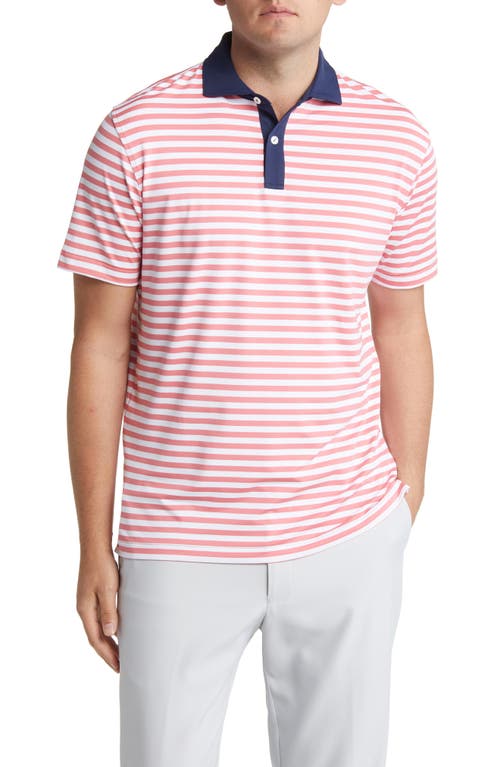 Peter Millar Crown Crafted Bass Stripe Performance Polo in Red Pear at Nordstrom