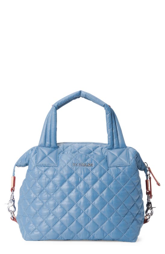 Shop Mz Wallace Small Sutton Deluxe Quilted Nylon Crossbody Bag In Medium Blue