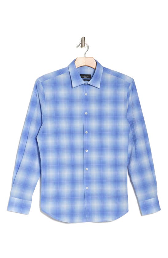 Bugatchi Print Stretch Cotton Long Sleeve Button-up Shirt In Blue