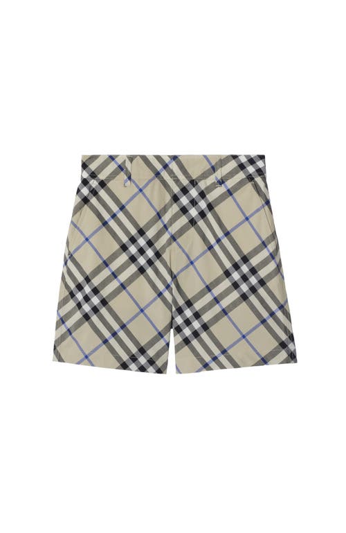 Shop Burberry Check Cotton Shorts In Lichen