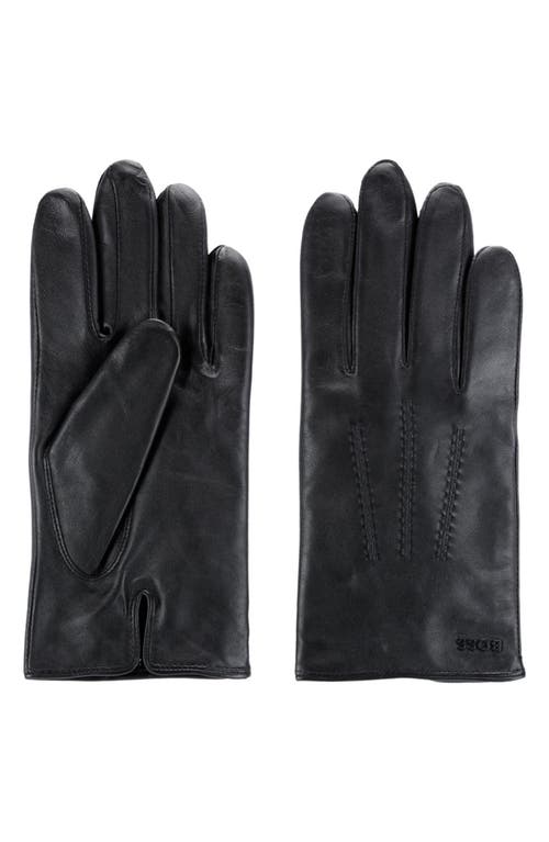 BOSS Hainz Leather Gloves in Black at Nordstrom, Size 9